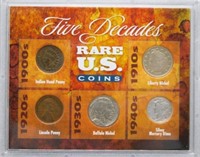 5 Decades of Rare US Coins 5 Coin Set.
