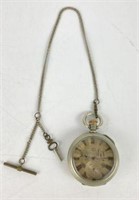 Antique Pocket Watch with Etched Scenic Face