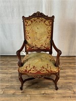 Anitque French Tapestry Needlepoint Armchair