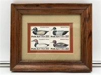 Duck Decoy Folk Art Stamps Framed DH