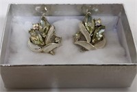 Vintage Signed Lisner Crystal & Enamel Earrings