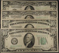 (2) $10 & (2) $20 1934 FEDERAL RESERVE NOTES