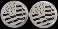 (2) 1 OZ .999 SILVER FLAG ROUNDS