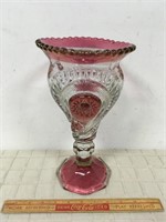 RUBY AND CUT GLASS VASE