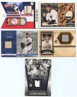Lot of 5 Yankees Memorabilia Baseball Cards -