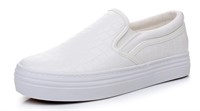 B1320  Apakowa Fashion Platform Sneakers, White, S