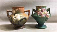 Two Roseville Pottery Double Handle Vases