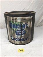 Vintage Tin of Baker’s Tender Fresh Coconut