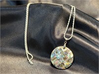 White Gold/Sterling Silver Iridescent Necklace
