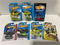 lot of seven assorted hot wheel cars