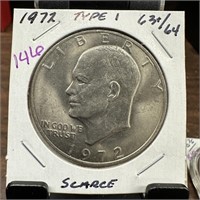1972 UNC SCARCE TYPE 1 IKE DOLLAR