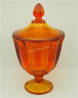 Vintage 9" Amberina Pedestal Candy Dish With Lid.
