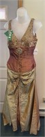 Gold/Copper Interlude Dress 5237 Sz Sm