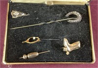 Four Vintage Stick Pins From 1950’s In Box