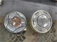 2 Metal Hubcaps 10" 1 is Chevy