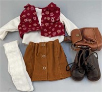 Steiff by Gotz doll clothes - skirt/vest/backpack