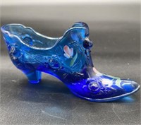 Fenton Blue Glass Shoe