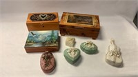 Lane Co Wood Box,Violin Porcelain Trinket Box