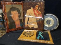 Elvis clocks and wood pictures