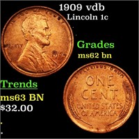 1909 vdb Lincoln 1c Grades Select Unc BN