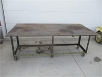 HEAVY STEEL WELDING TABLE ON WHEELS