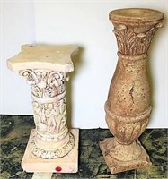 Plaster Pedestal with Carved Design &