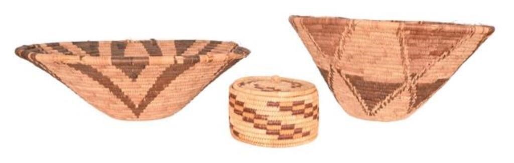 (3) Woven Indian Baskets