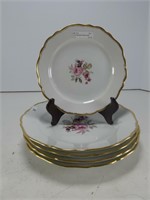 5 HUTSCHENREUTHER ROSE PAINTED PLATES