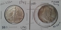 WALKING HALF DOLLAR & FRANKLIN HALF DOLLAR