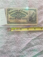 Dominion of Canada. 25 cent bill.  Jan 2 1900.