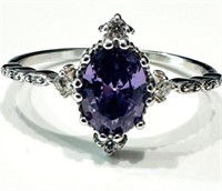 GORGEOUS MARQUIS 1CT AMETHYST STERLING RING