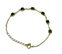 DAINTY EMERALD CZ STERLING DECO BRACELET