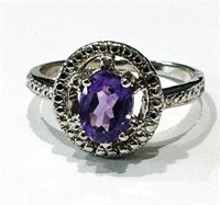 1CT OVAL SET LAVENDER AMETHYST STERLING RING