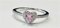 BEAUTIFUL PINK AMETHYST HEART SET STERLING RING