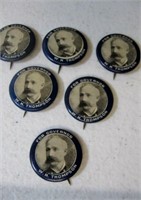 6 Pc 1902 WH Thompson For Governor Buttons 7/8"