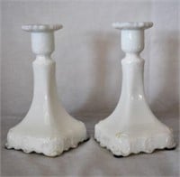 Pair of Milk Glass Candleholders