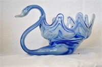 Art Glass Swan Bowl