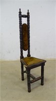 Antique, Thin & Ornate Wood Padded Chair / Decor