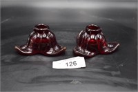2 Ruby Red Candle Holders