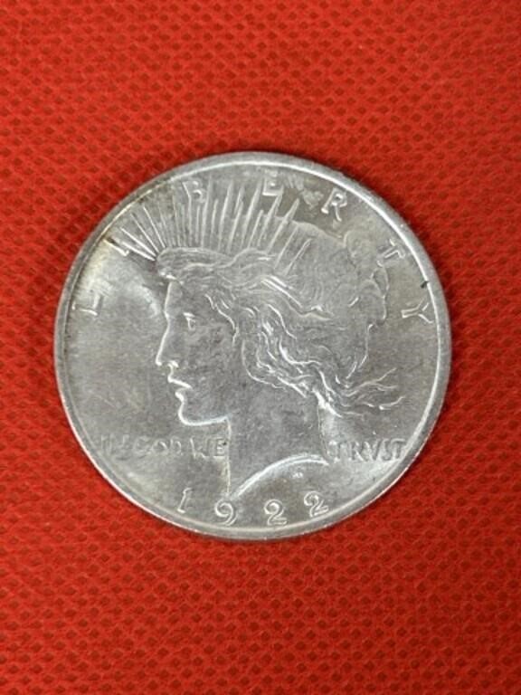 1922 Peace silver dollar coin