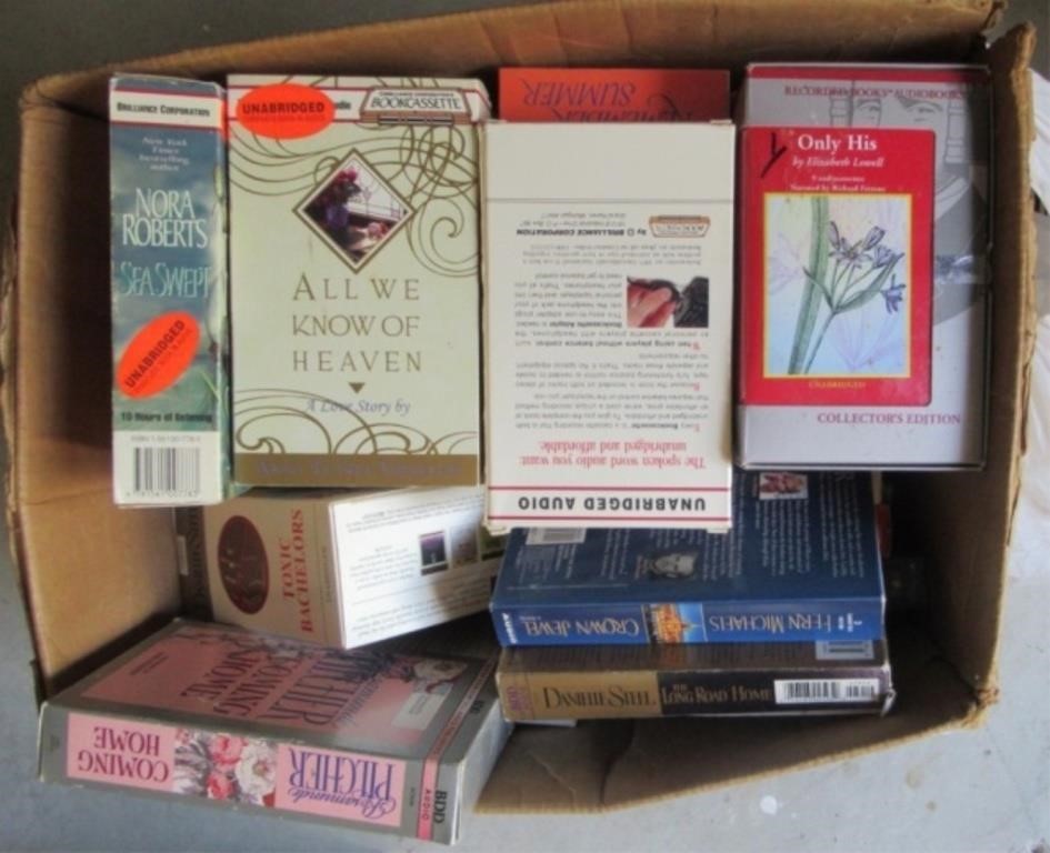 Box of audio books on casette tape and country