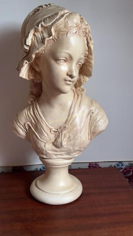 French Girl Bust Statue 19" tall