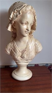 French Girl Bust Statue 19" tall