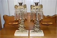 Pair of Girandole Candleholders With Cut Glass