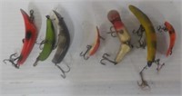 Assortment of vintage fishing lures.