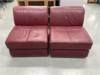 Pair Or Armless Red Chairs