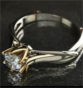 Solitaire stone diamond like promise ring sz 8