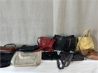 8pc Assorted Purses: Black, Red, Brown, Gold etc