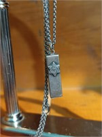 ANTIQUE STERLING SILVER MEZUZAH WITH S.S. CHAIN
