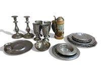 20 pieces of pewter dishes